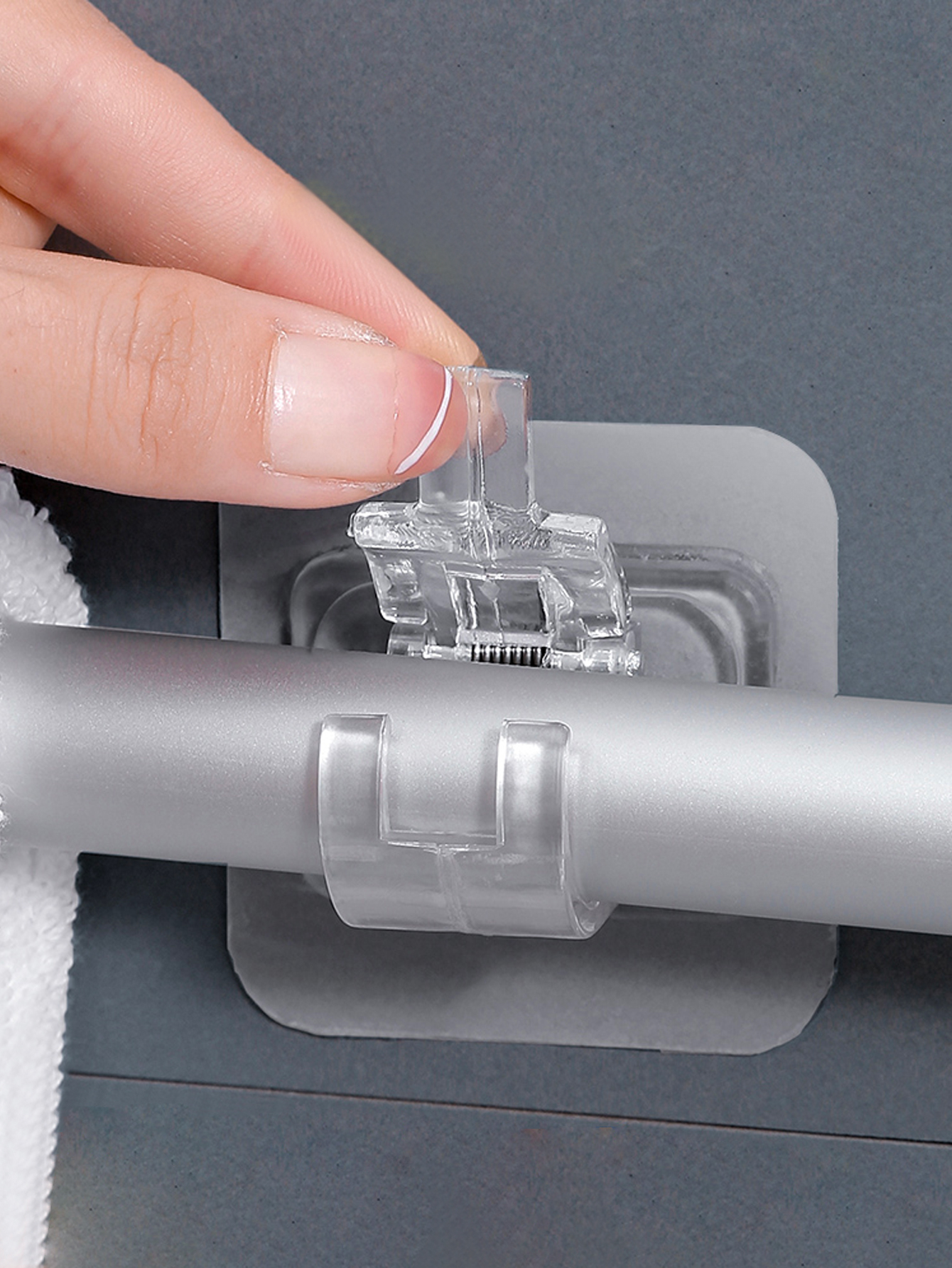 Fishing Rod Telescopic - Non Perforated Adhesive Curtain Rod Clamp