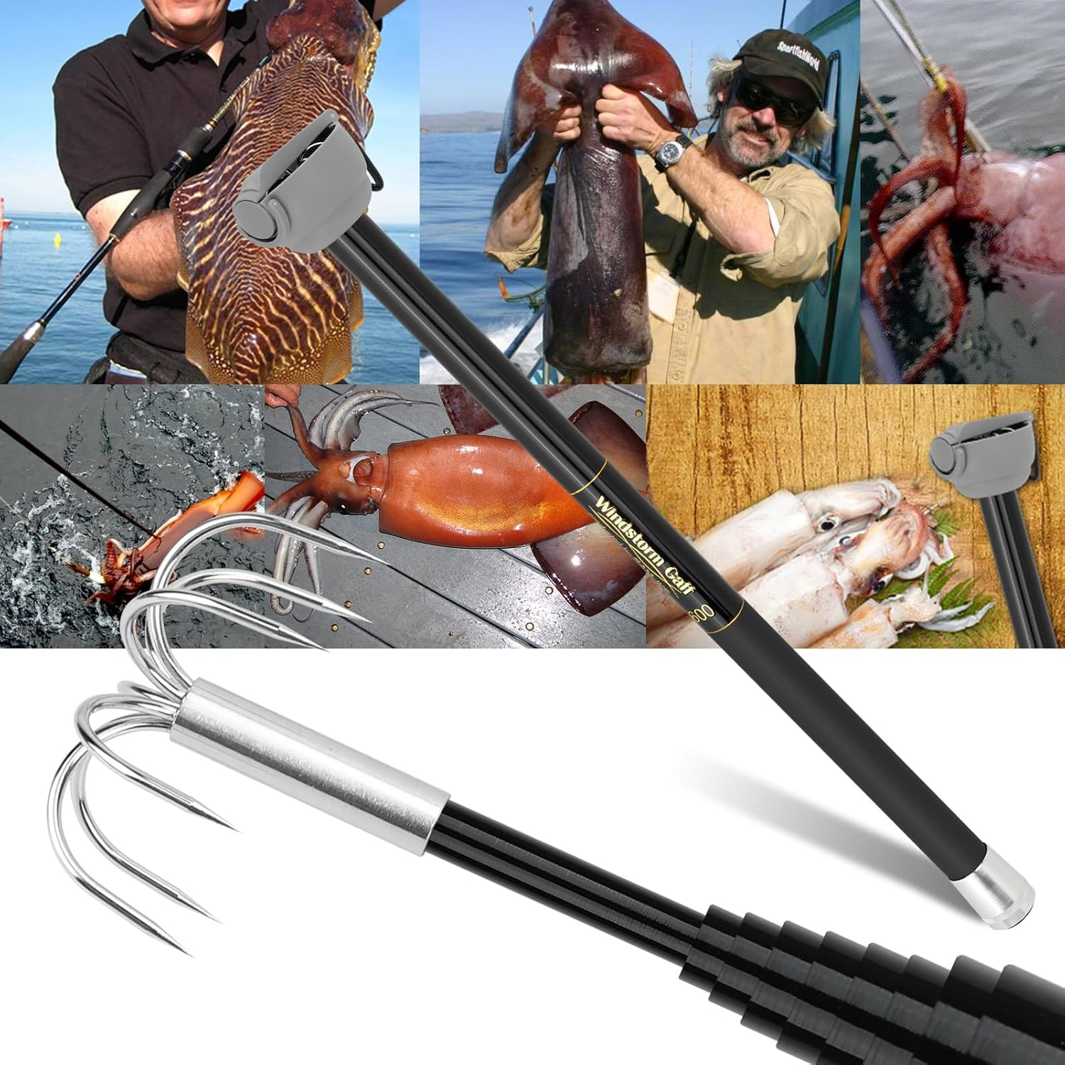 Fishing Rod Carbon Fiber - SANLIKE Fishing-Squid Gaff 3M/4M Stainless Steel