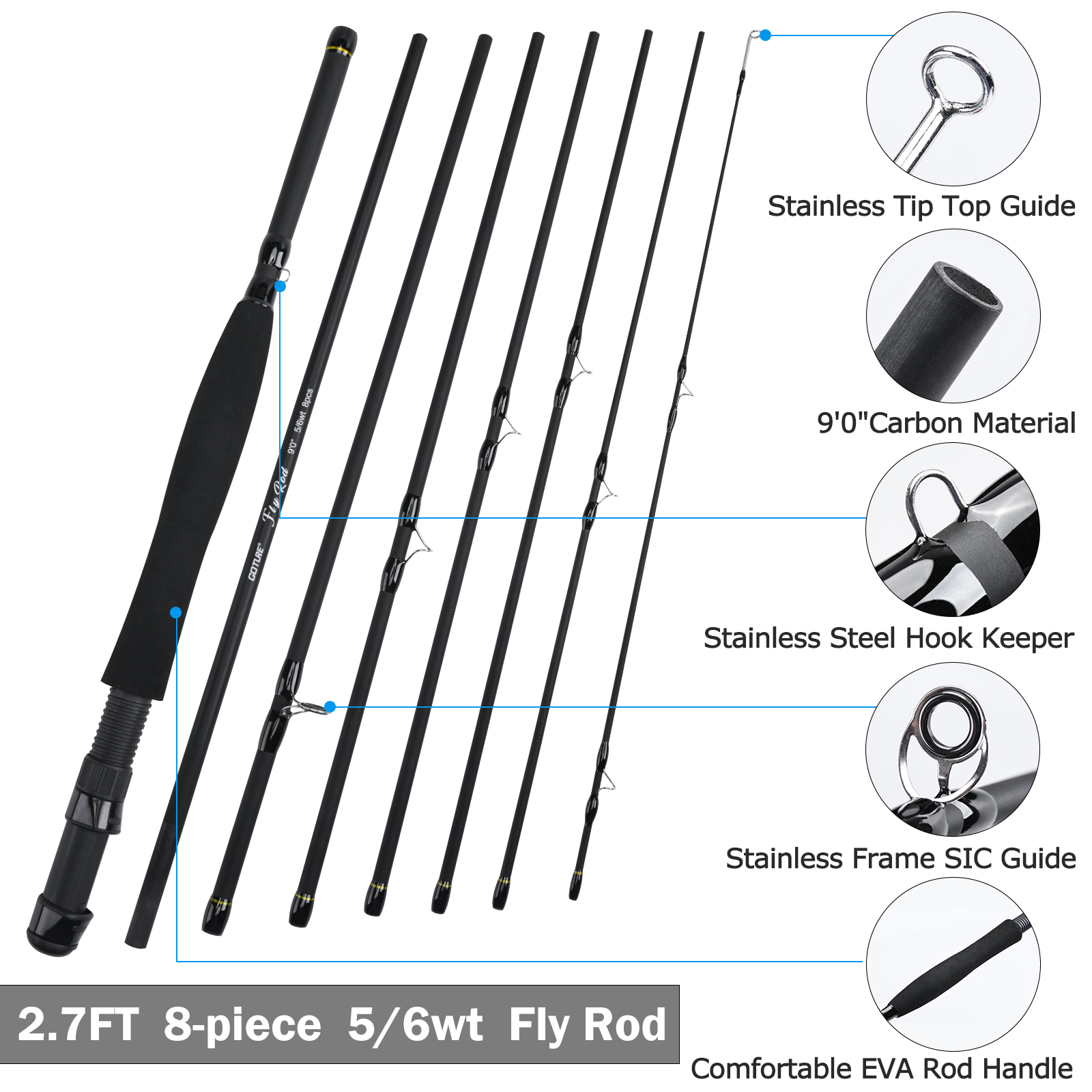 Goture 8Section Travel Fly Fis - Fishing Rod Fly 评论和价格