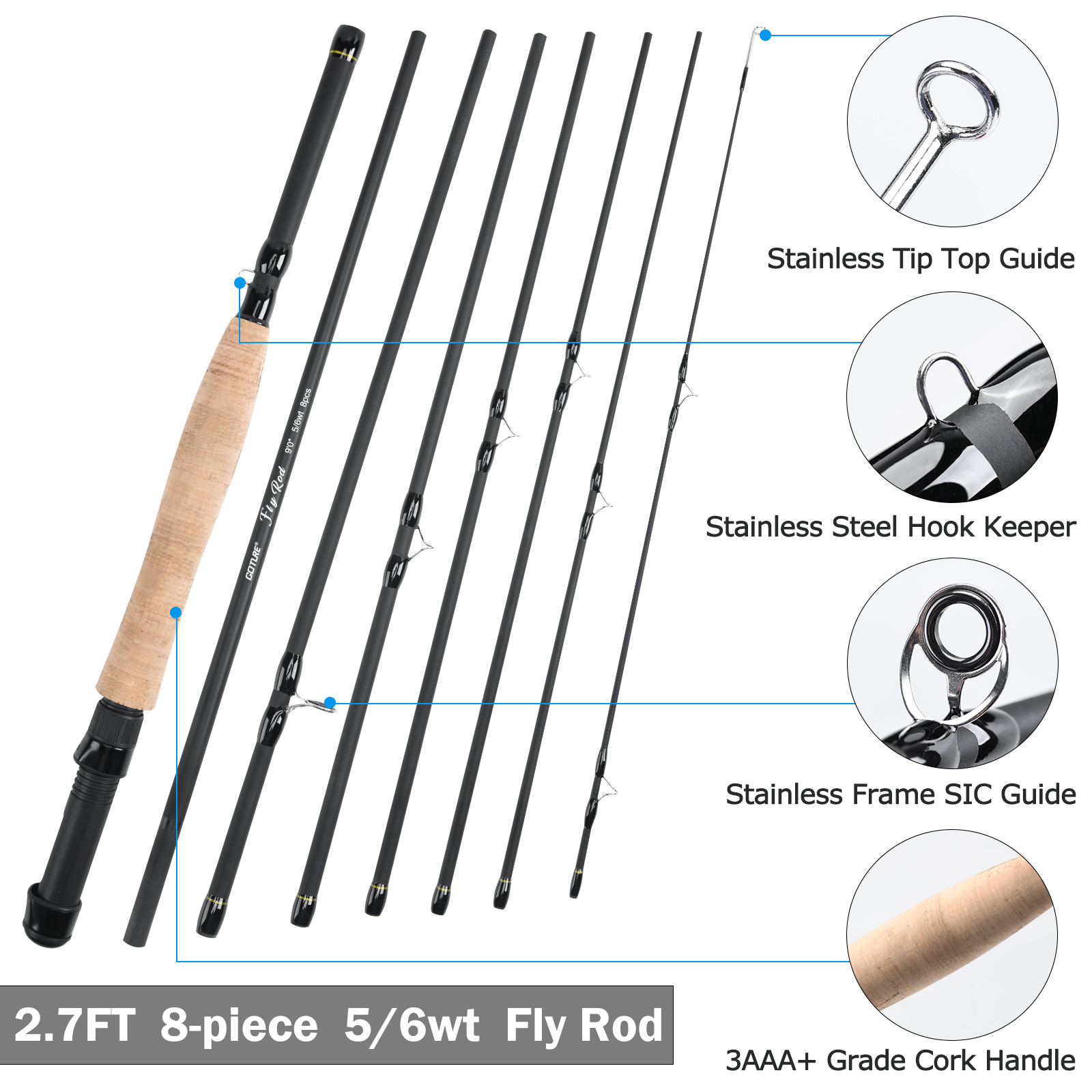 Goture 8Section Travel Fly Fis - Fishing Rod Fly 评论和价格