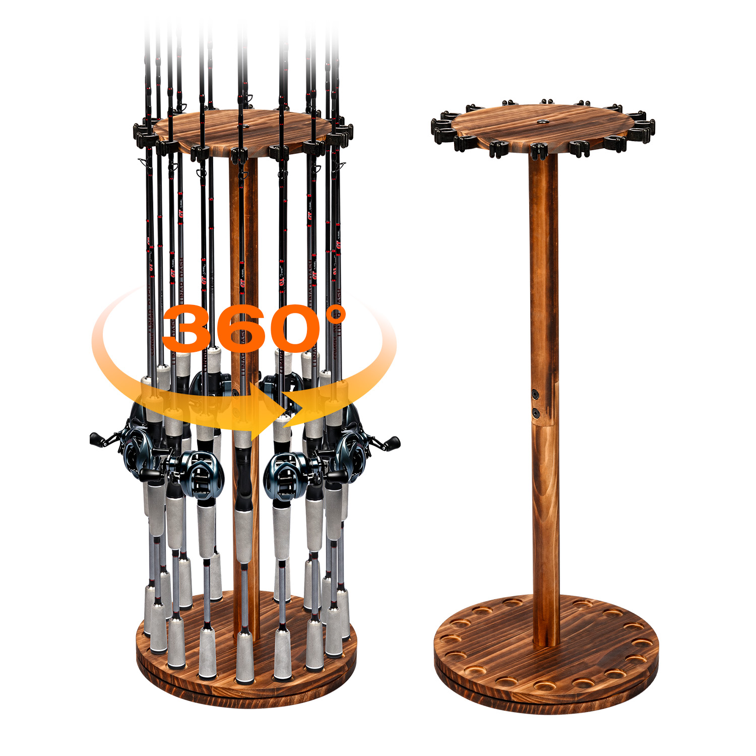 Round Carbonized Wood Fishing  - Fishing Rod Rack 评论和价格