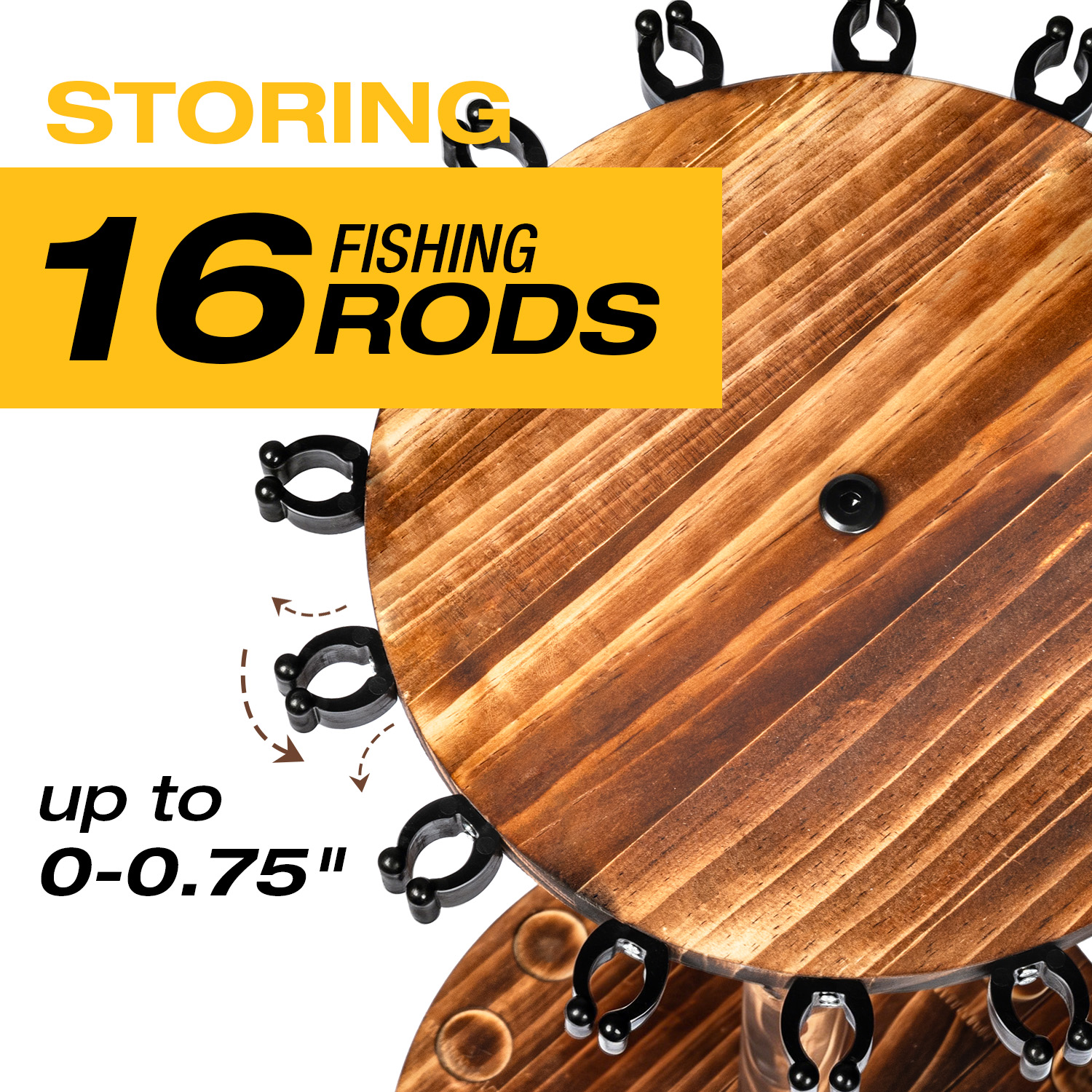 Round Carbonized Wood Fishing  - Fishing Rod Rack 评论和价格
