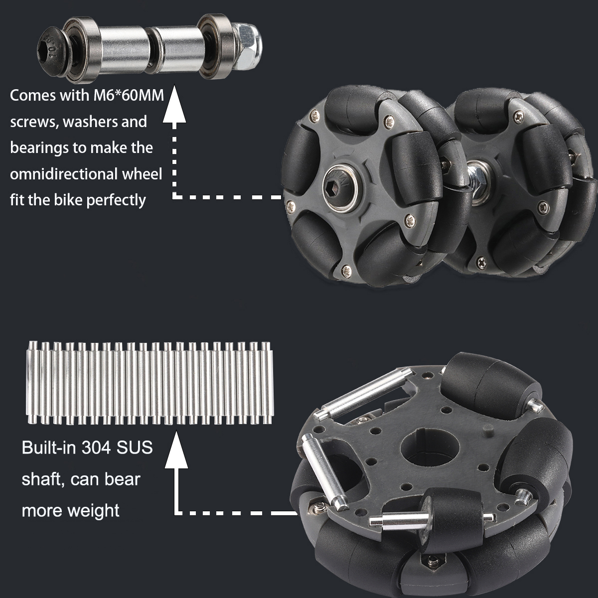 2PCS 58mm Nylon Omni Wheels Ea - Fishing Rod Telescopic 评论和价格
