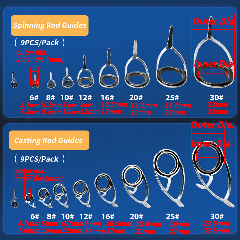 9Pcs Fishing Rod Guides Ring R - Fishing Rod Guide Replacement 评论和价格